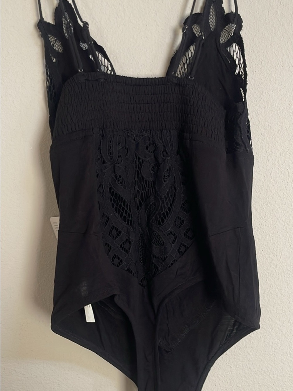 Free People Black Lace Bodysuit Tank Top with Double Spaghetti Straps NWT - Picture 8 of 10
